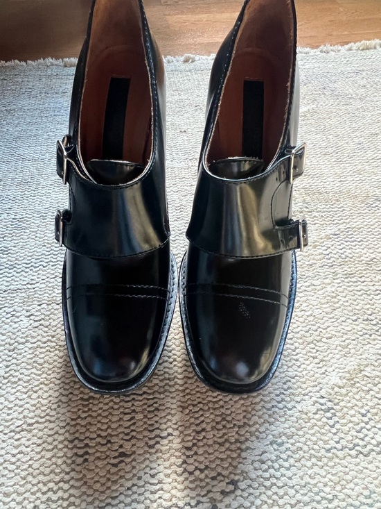 Burberry Prorsum Black Leather Platform Heels w/ Buckle | Chunky Lug Sole main image 1